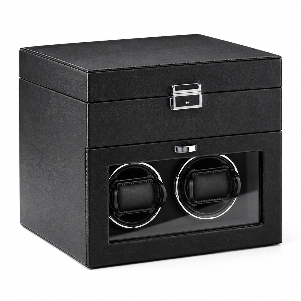 Coffret Remontoir 2 Remontoirs + Rangement 8 Montres — Coloris: Noir