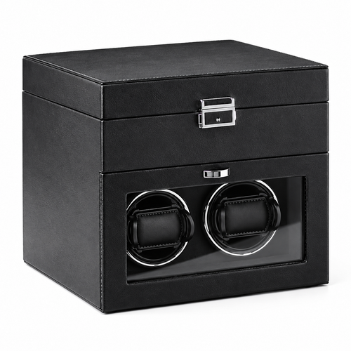 Coffret Remontoir 2 Remontoirs + Rangement 8 Montres — Coloris: Noir