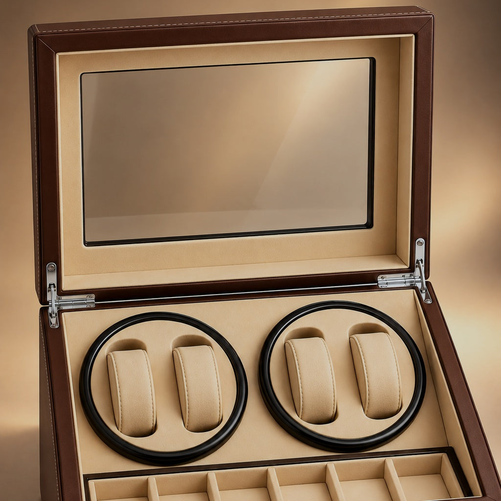 Coffret Remontoir 4 Montres — Coloris: Marron, fond sobre