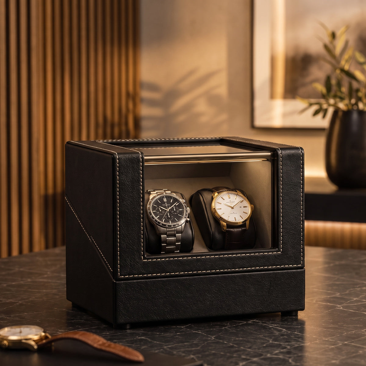 Remontoir Double pour 2 montres, en situation
