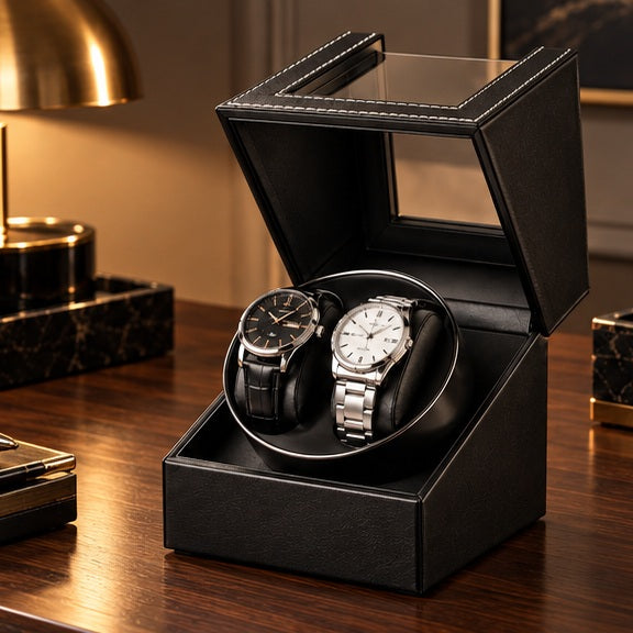 Remontoir Double pour 2 montres, couvercle ouvert