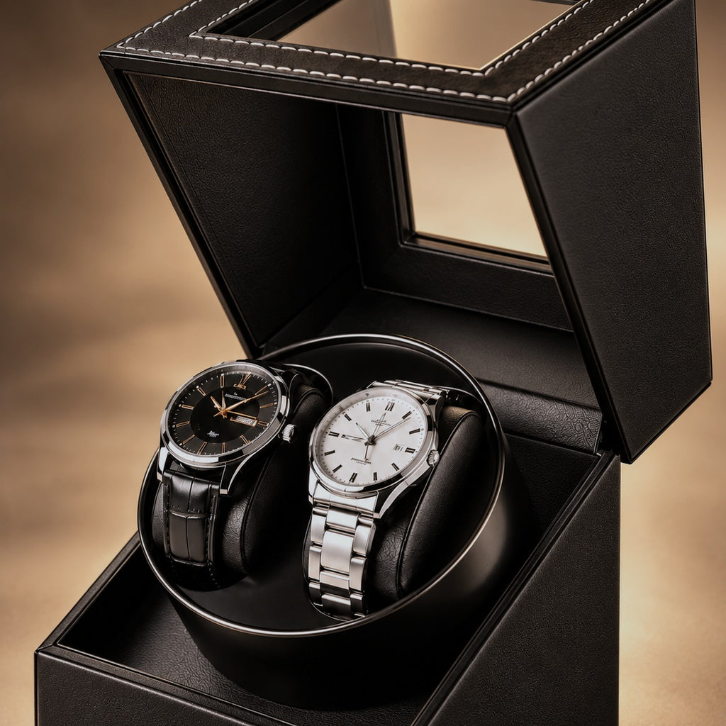 Remontoir Double pour 2 montres, ouvert vue de côté