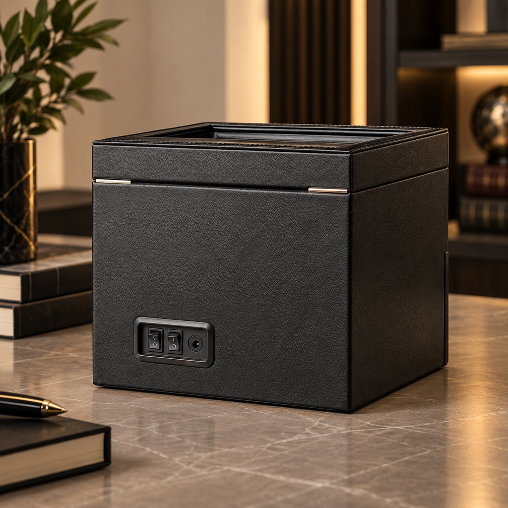 Coffret Remontoir 2 Remontoirs + Rangement 8 Montres — Coloris: Noir, vue 1
