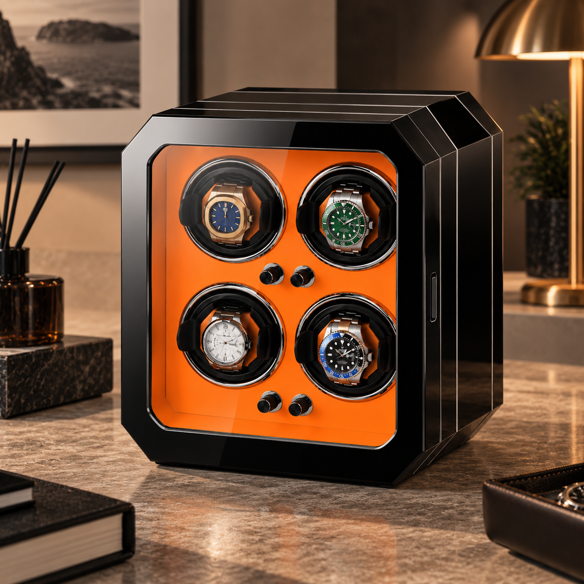 Remontoir Quadruple — Coloris: Orange, vue 1